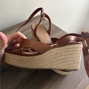 INC Brown Espadrille Wedge Sandals
